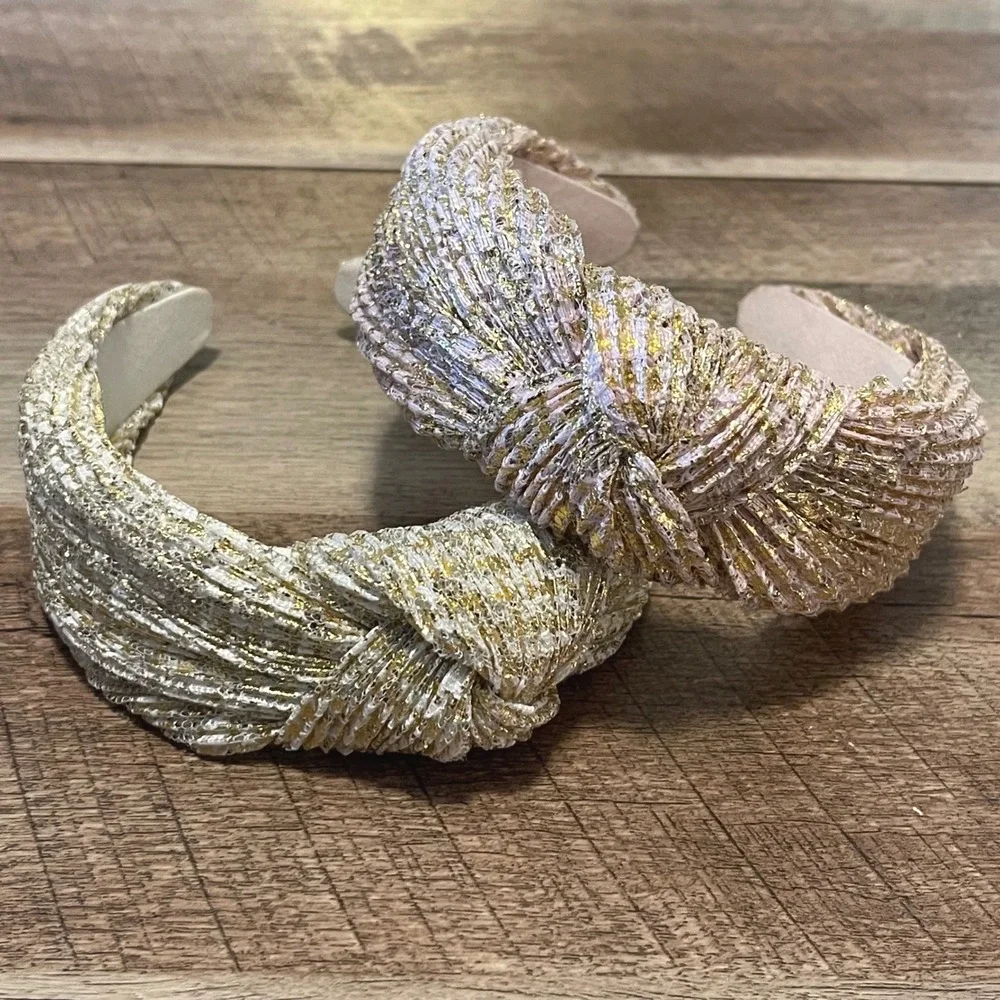 Sparkle Knot Headband‎ Gold Silver Pink Textured Shimmer Accent Hair Accessory